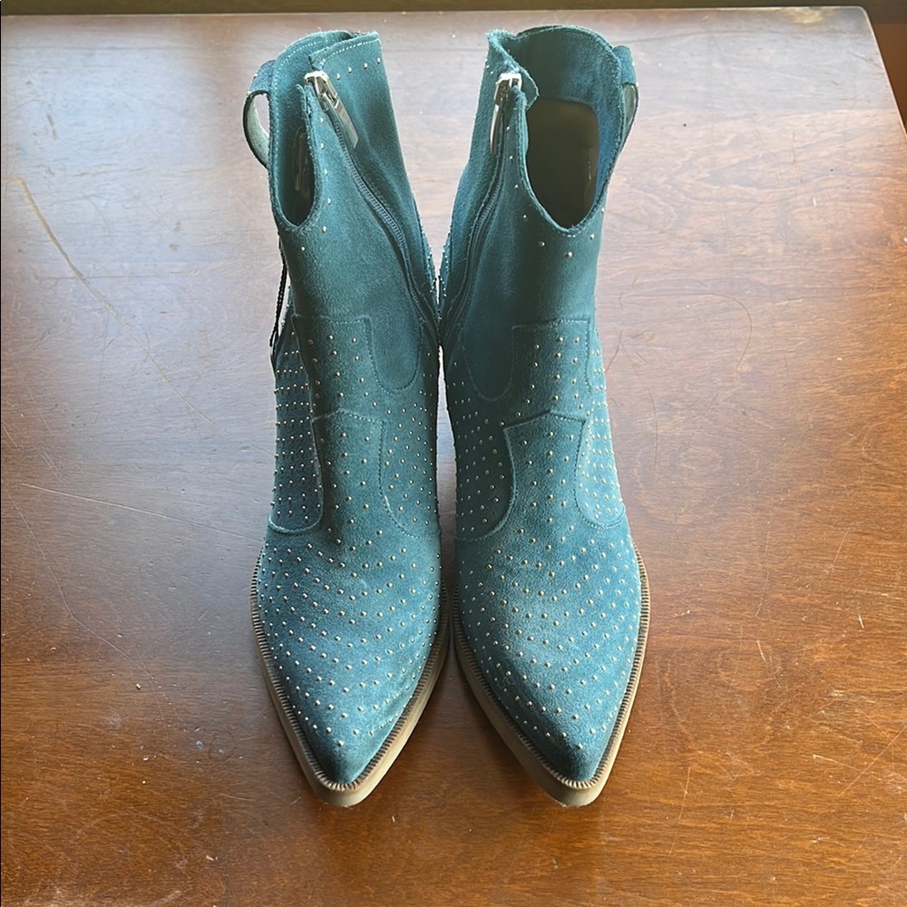 Emanuele Crasto blue suede cowboy Ankle Boots
